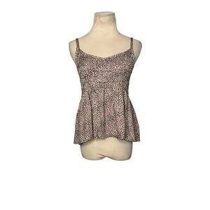Urban Romantics cream black animal print smocked cami top size Medium